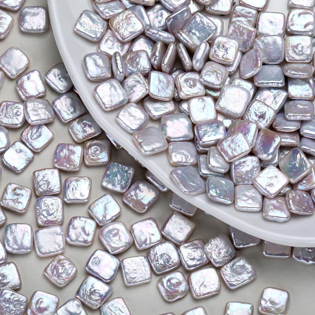 11×11 mm Natural Freshwater Baroque Square Pearls – High-Luster, 20 PCS
