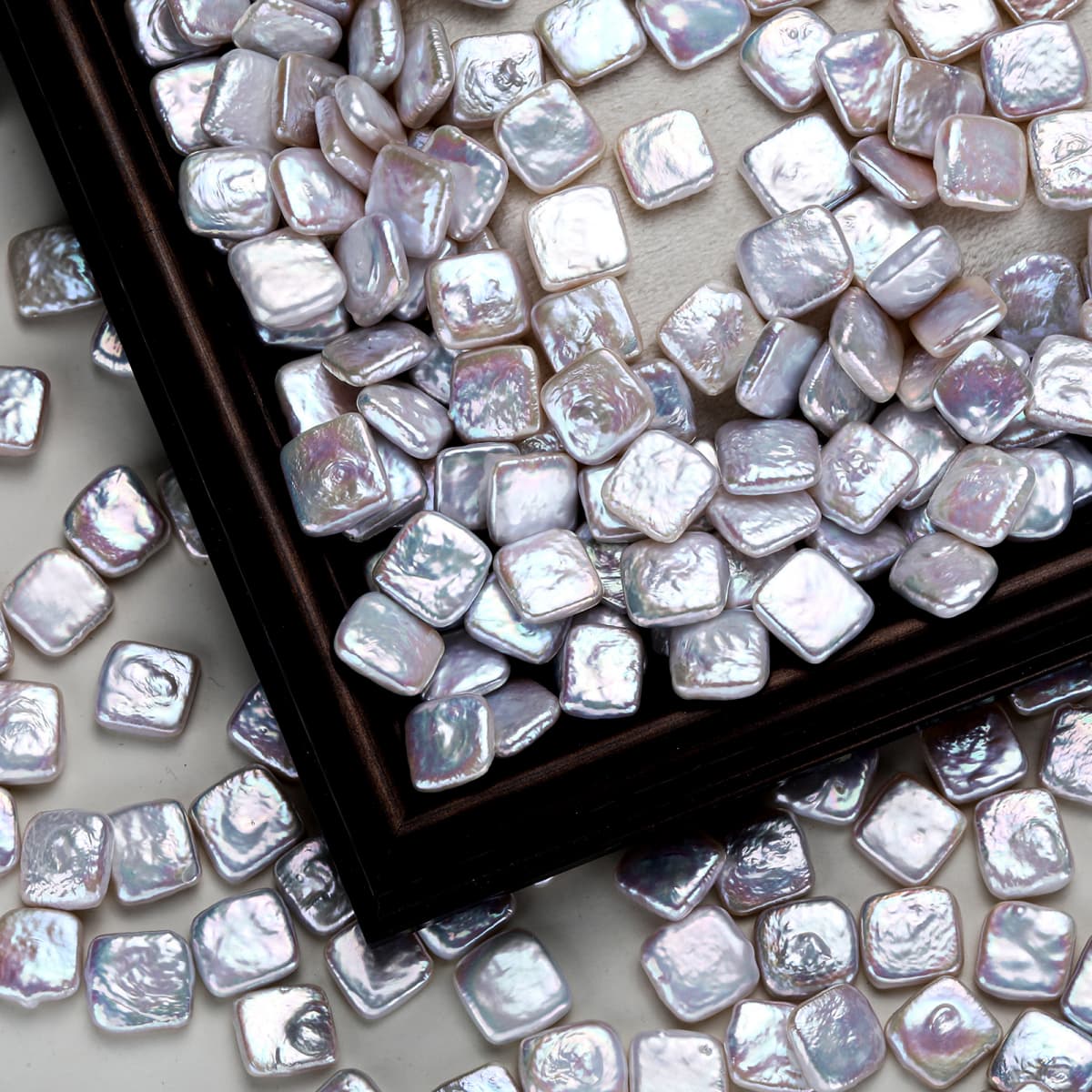11×11 mm Natural Freshwater Baroque Square Pearls – High-Luster, 20 PCS