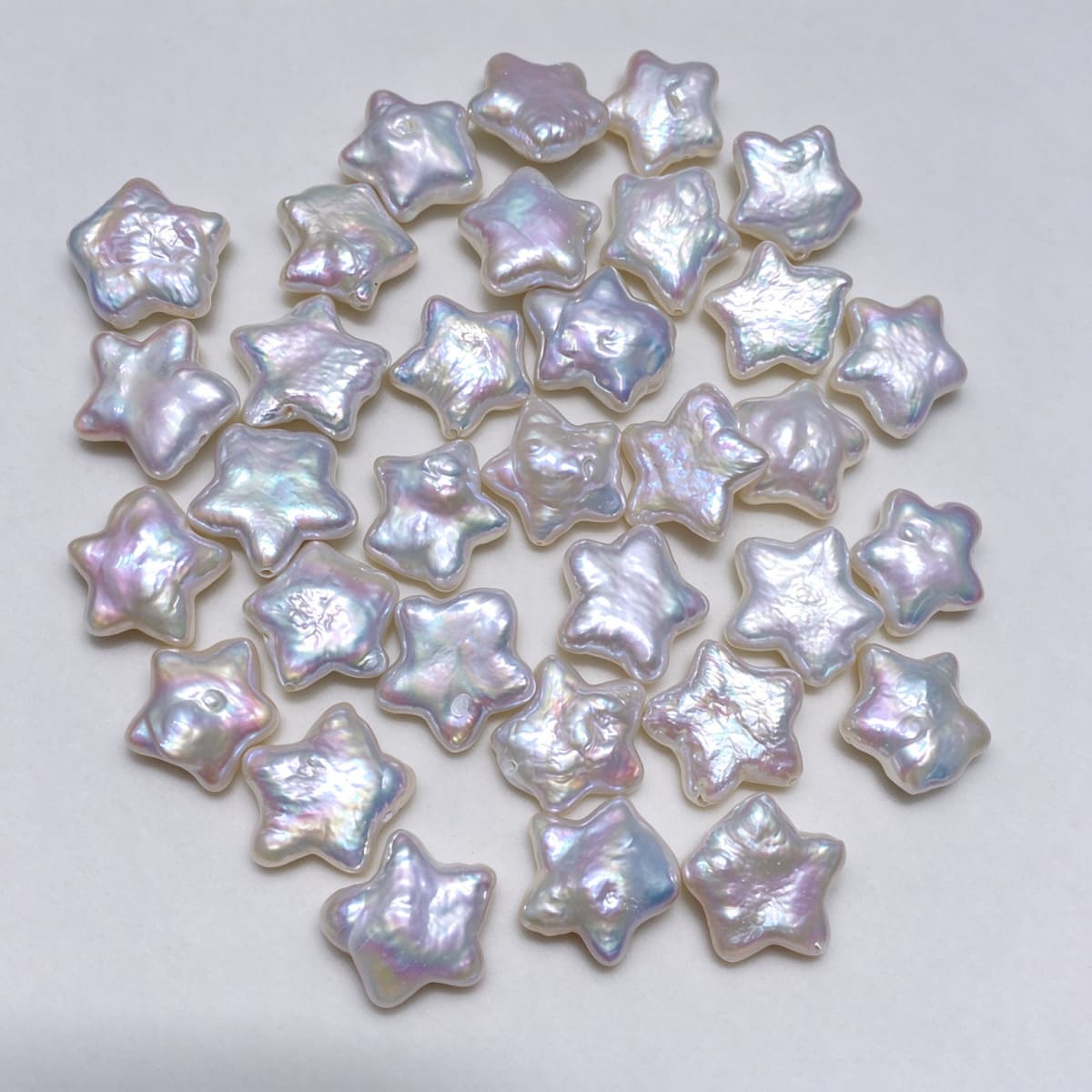 Natural Freshwater Baroque Star Pearls – Iridescent White 12–14 mm
