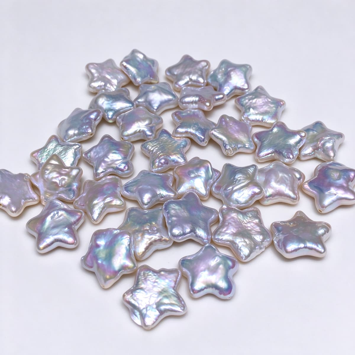 Natural Freshwater Baroque Star Pearls – Iridescent White 12–14 mm