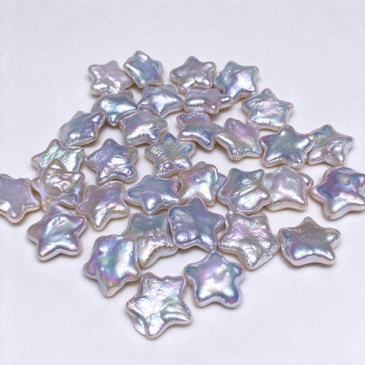 Natural Freshwater Baroque Star Pearls – Iridescent White 12–14 mm