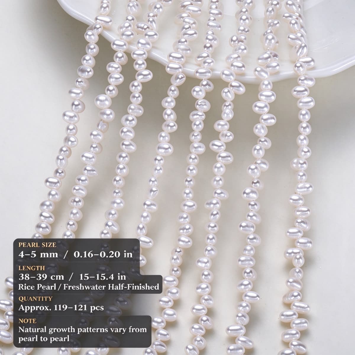4–5 mm Natural Freshwater Rice Pearls Strand – DIY Jewelry Making