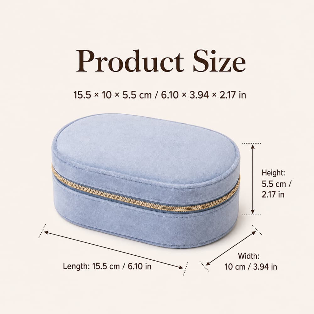 Oval Velvet Jewelry Organizer Case｜Necklace, Ring & Earring Storage