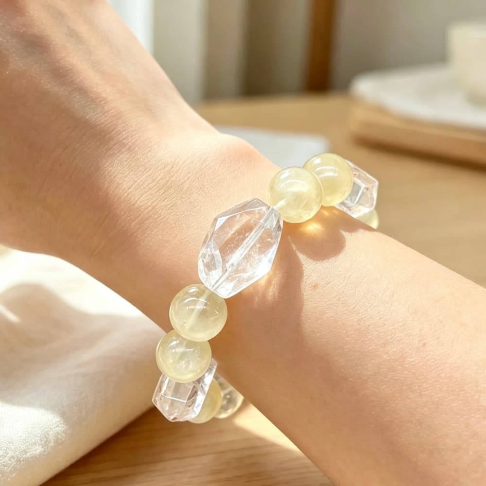 Quiet Radiance｜Natural Lemon Quartz Bracelet with Clear & Fire Quartz