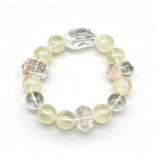 Quiet Radiance｜Natural Lemon Quartz Bracelet with Clear & Fire Quartz