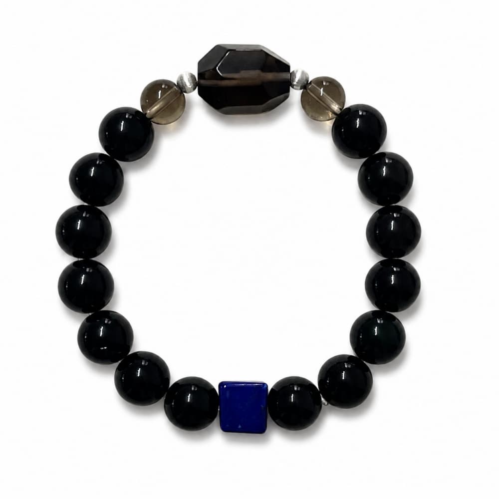 Midnight Resolve｜Natural Obsidian, Lapis Lazuli & Smoky Quartz Bracelet