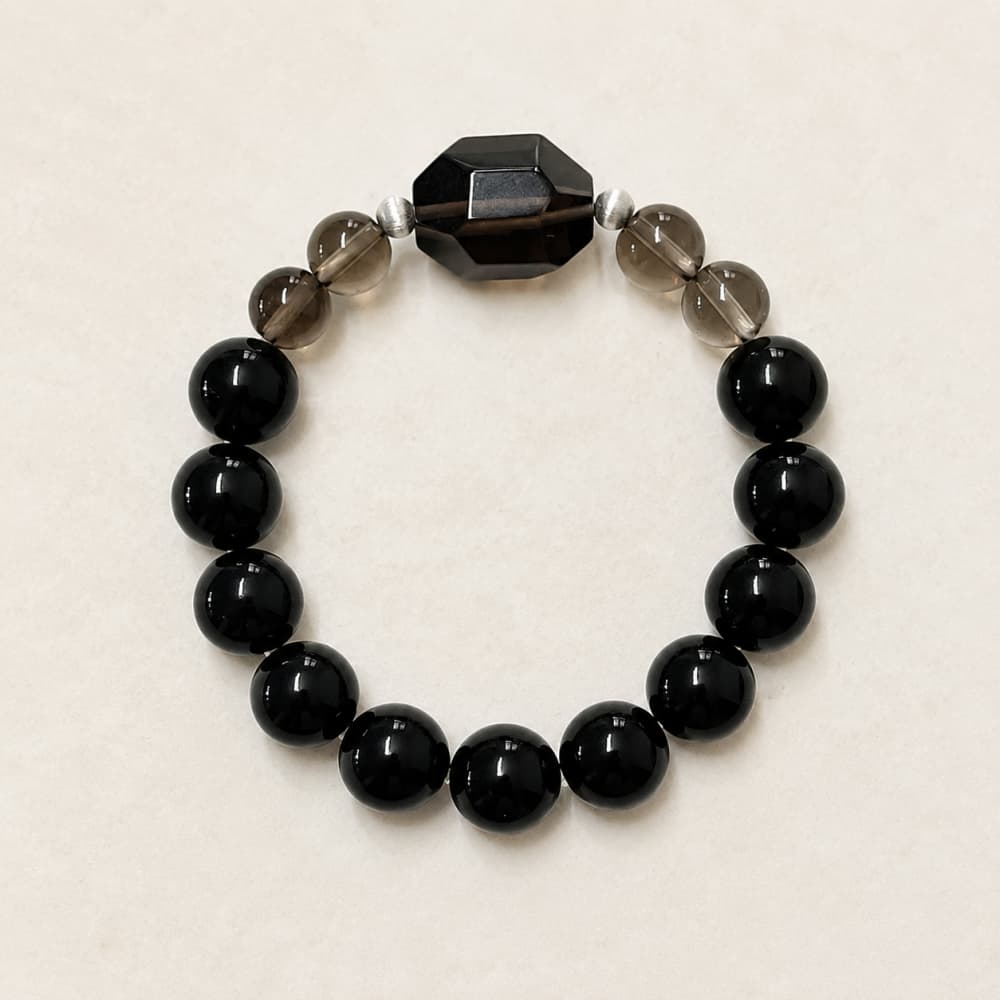 Quiet Strength｜Natural Ice Obsidian, Black Obsidian & Smoky Quartz Bracelet