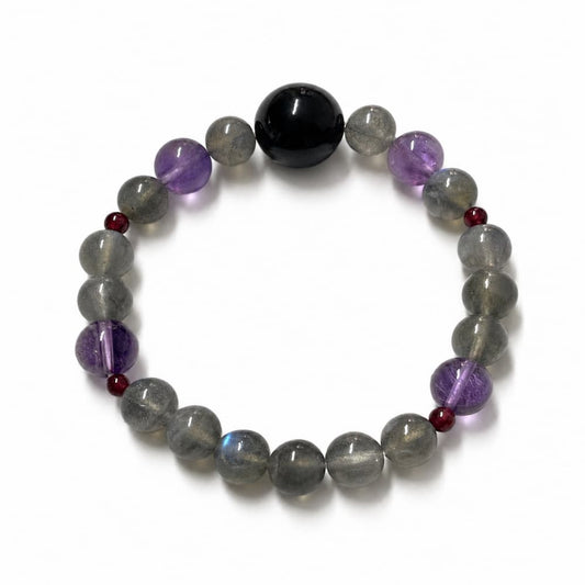Quiet Strength｜Natural Obsidian, Labradorite & Amethyst Bracelet