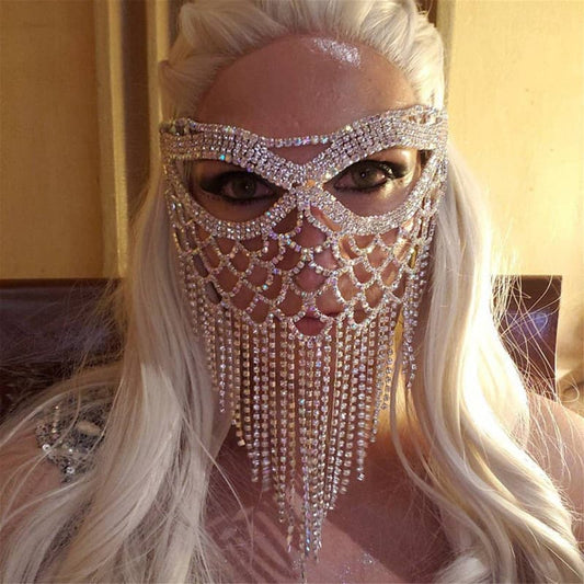 Sexy Rhinestone Face Mask - Sparkling Party Accessory