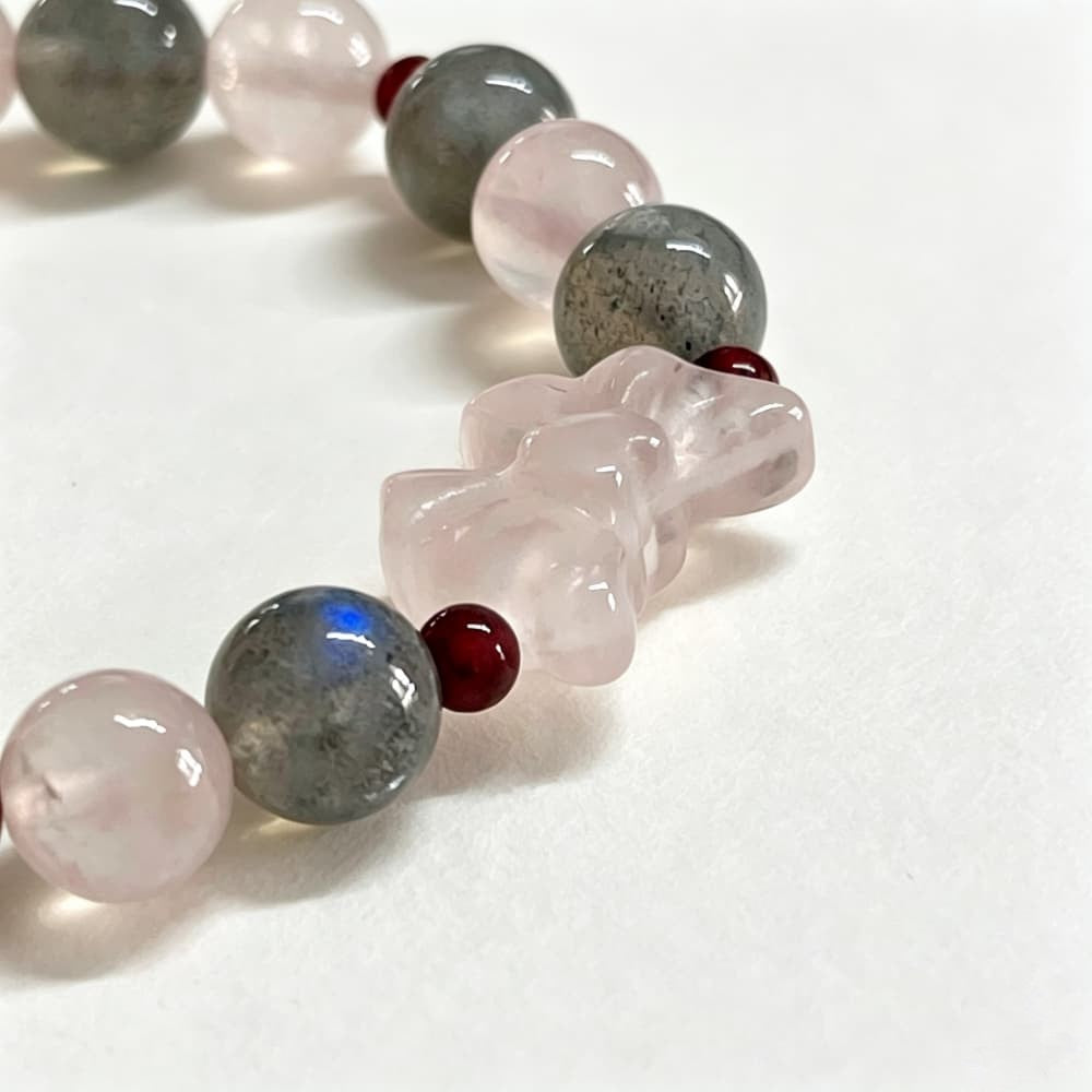 Soft Transformation｜Natural Rose Quartz, Labradorite & Butterfly Bracelet