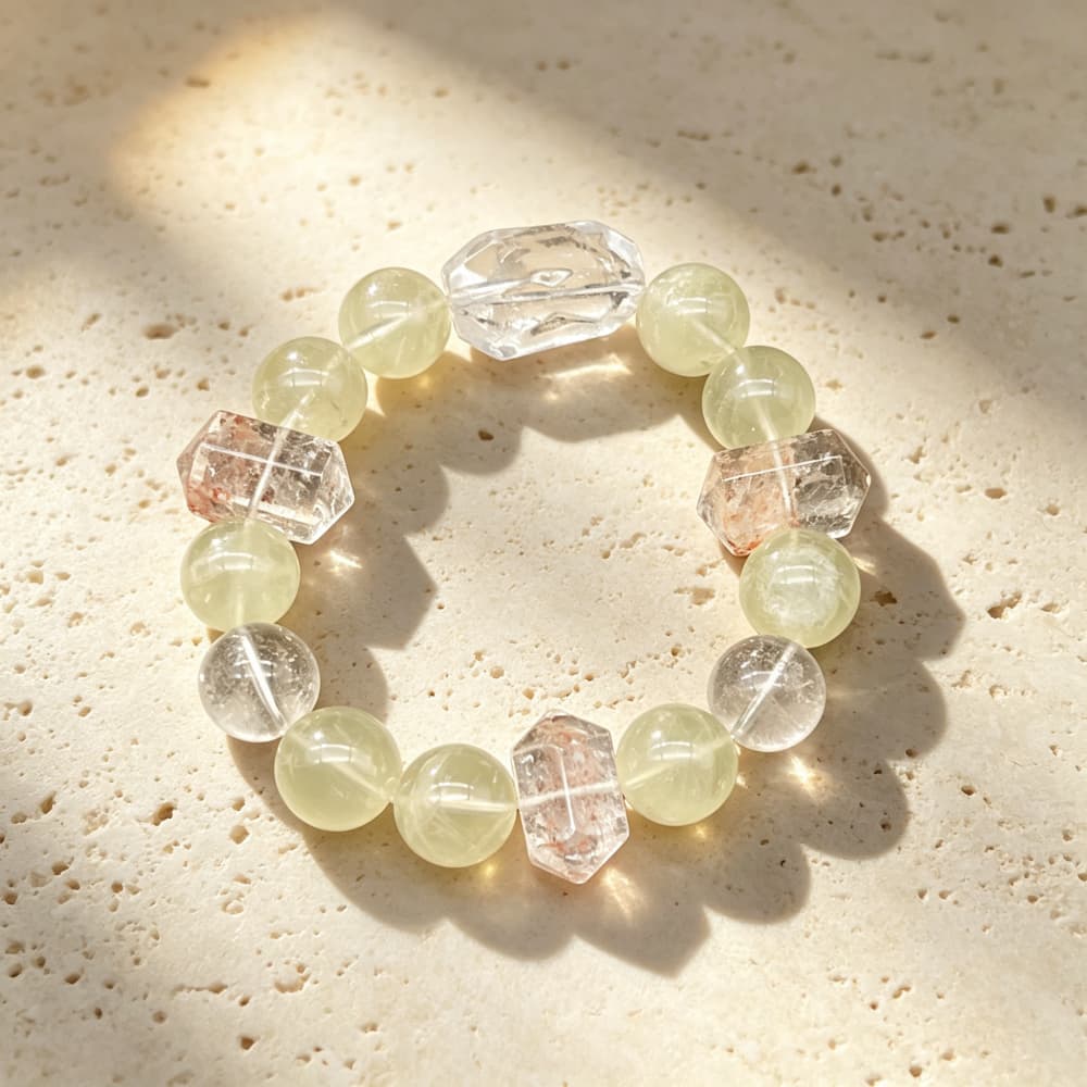 Quiet Radiance｜Natural Lemon Quartz Bracelet with Clear & Fire Quartz
