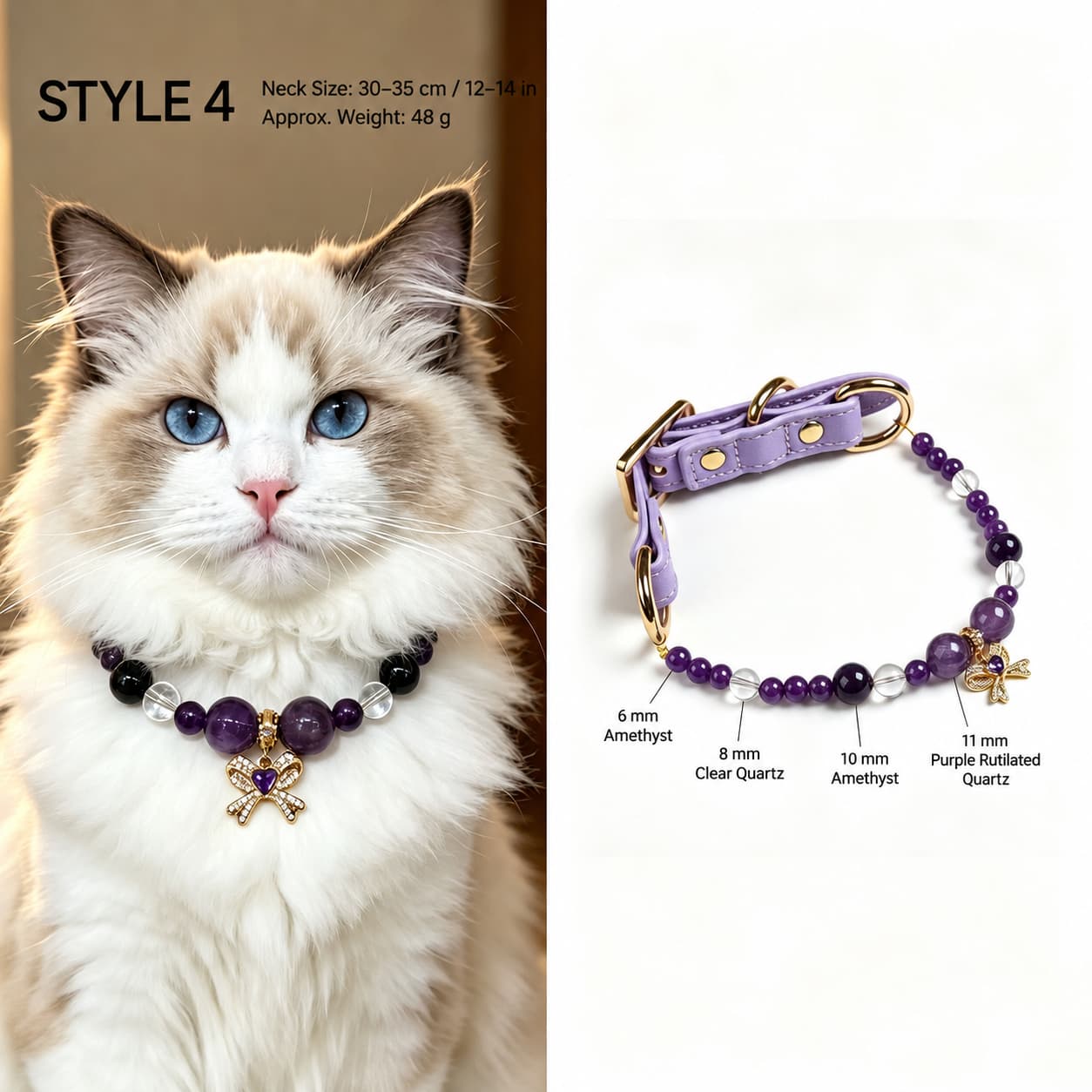 Natural Gemstone & Pearl Pet Necklace｜Cat & Dog Collar