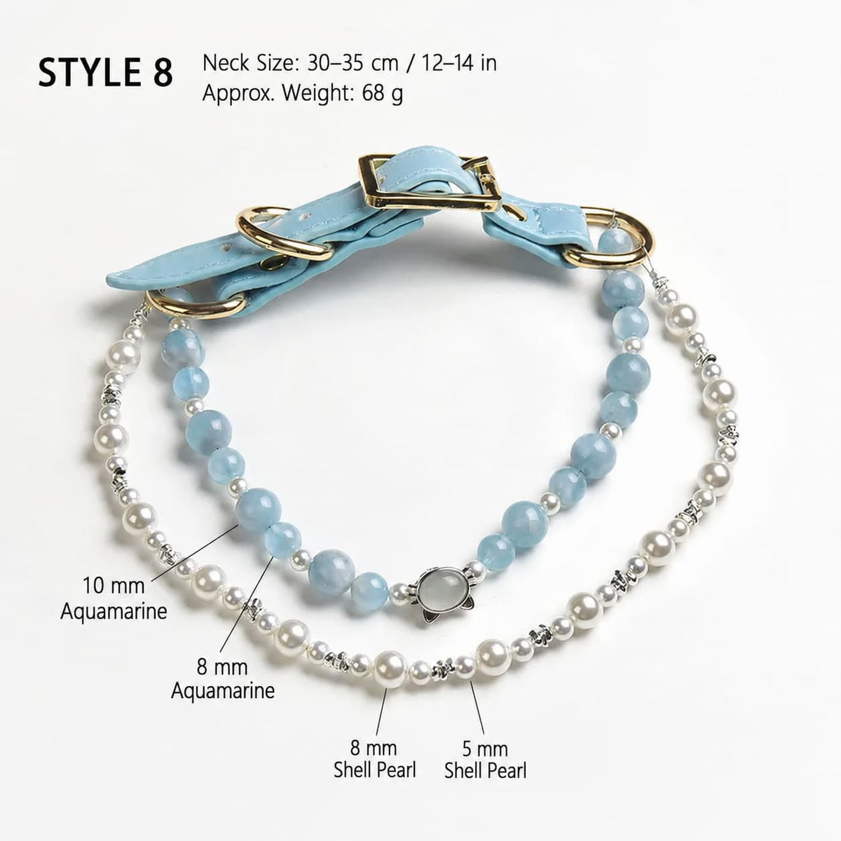Natural Gemstone & Pearl Pet Necklace｜Cat & Dog Collar
