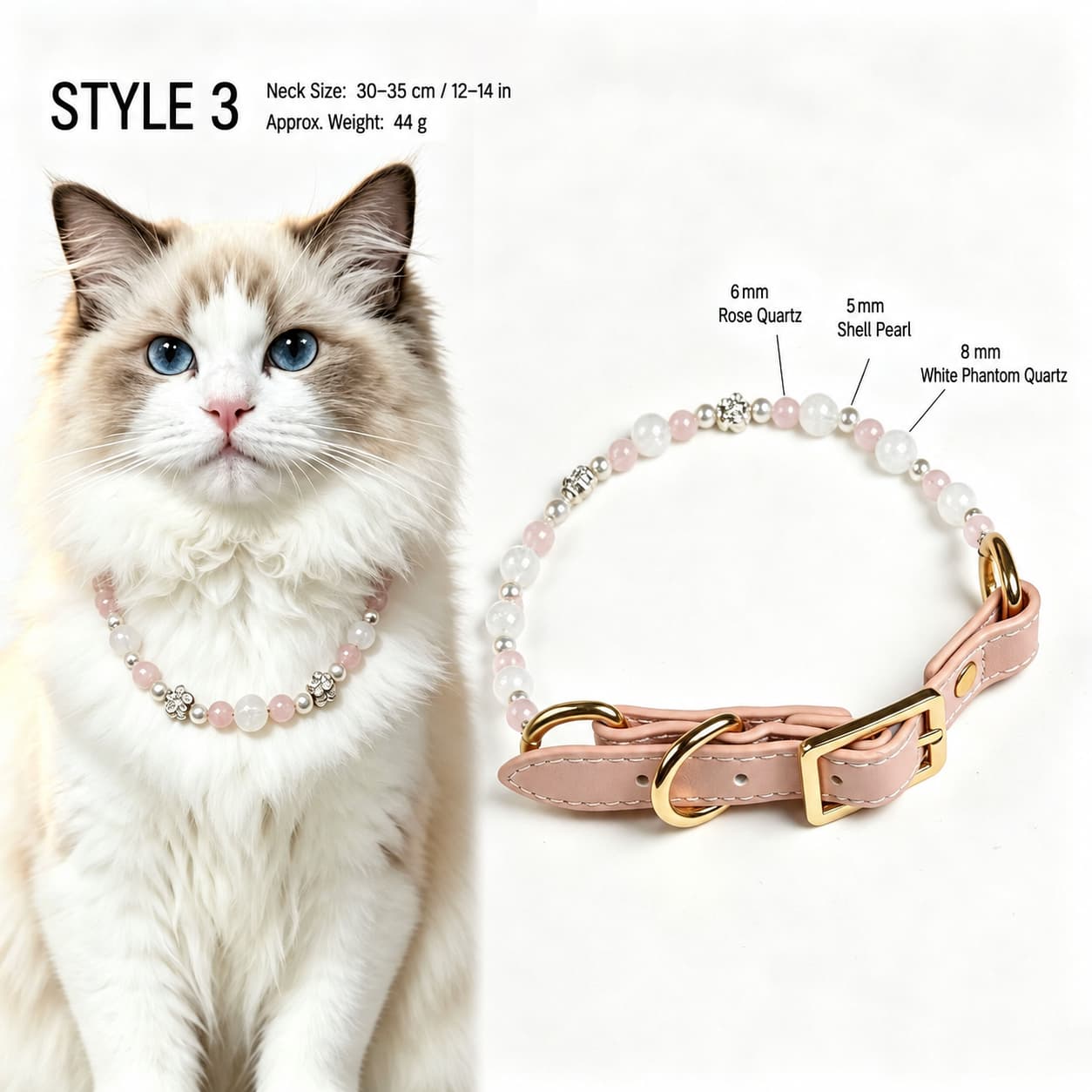 Natural Gemstone & Pearl Pet Necklace｜Cat & Dog Collar